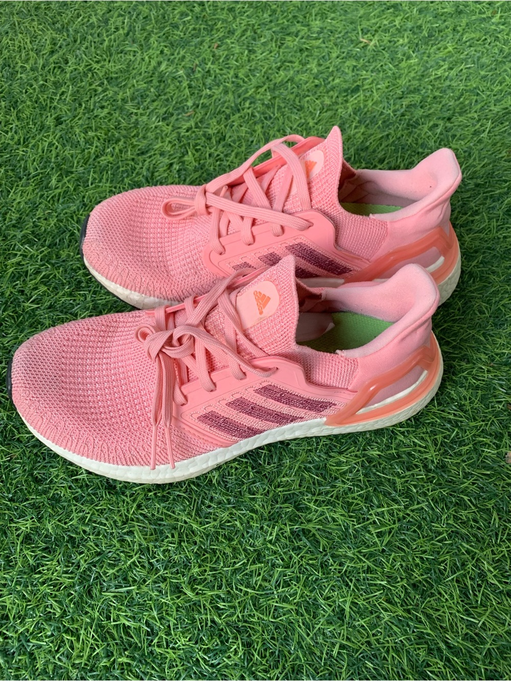 adidas Women’s Coral Pink Knit Running Shoes